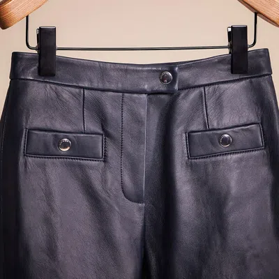 Shop Coach Restored Leather Pants In Navy