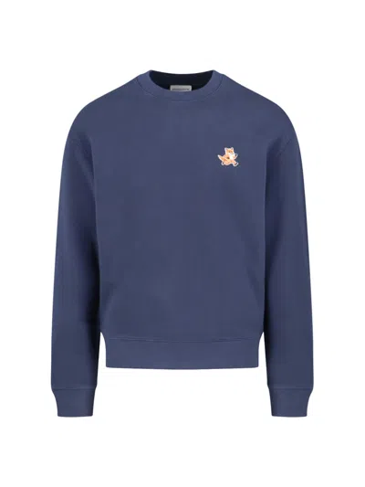 Shop Maison Kitsuné 'speedy Fox Patch' Sweatshirt In Blue