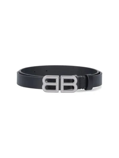 Shop Balenciaga 'bb Hourglass' Thin Belt In Black  