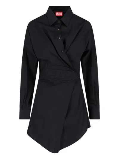 Shop Diesel 'd-sizen-n1' Mini Shirt Dress In Black  