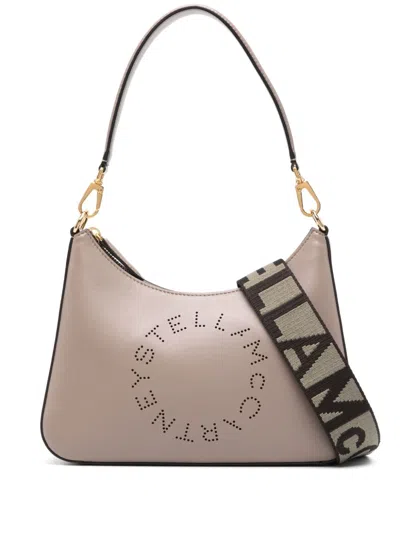 Shop Stella Mccartney Small Logo Shoulder Bag In Neutrals