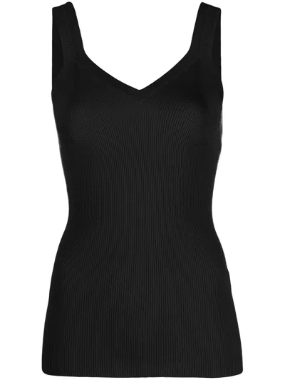 Shop P.a.r.o.s.h Ribbed Tank Top In Black  