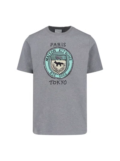 Shop Maison Kitsuné 'city Coins' T-shirt In Gray