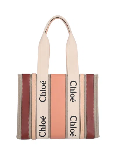 Shop Chloé 'woody' Tote Bag In Pink