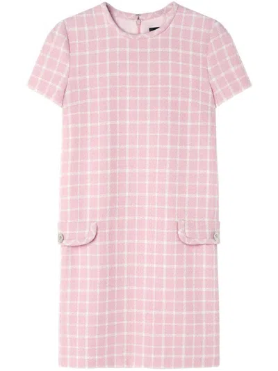 Shop Versace Large Check Mini Dress In Pink