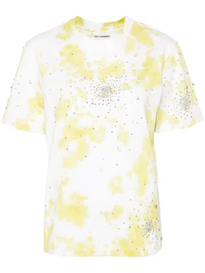 Shop Des Phemmes Tie Dye `splash` Embroidery T-shirt In Green