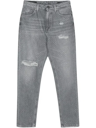 Shop Dondup `cindy Strass` 5-pocket Jeans In Gray