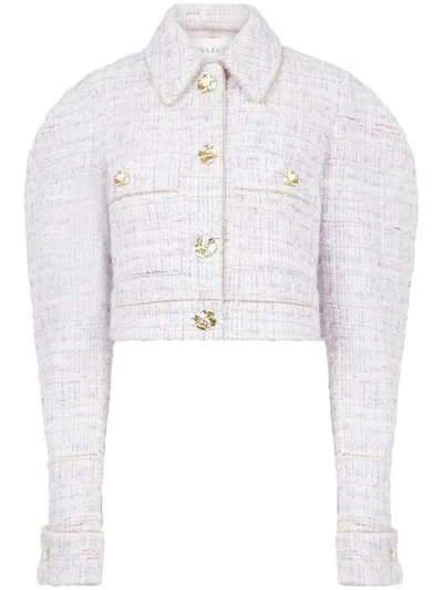 Shop Nina Ricci Tweed Jacket In Pink