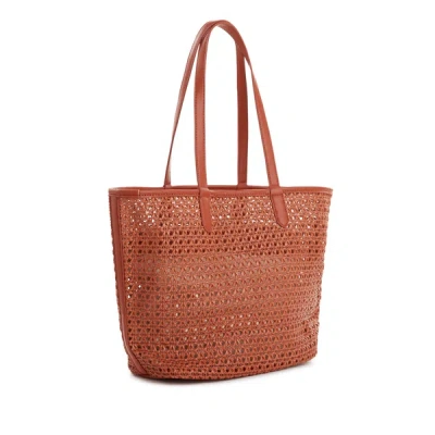 Au Printemps Paris Woven Straw Tote Bag In Orange