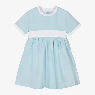 Shop Babidu Girls Blue Viscose & Linen Dress