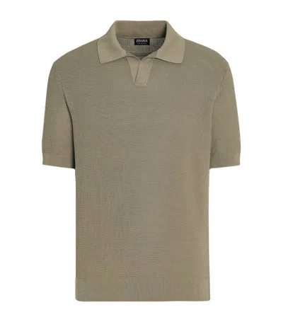 Shop Zegna Premium Cotton Polo Shirt In Green