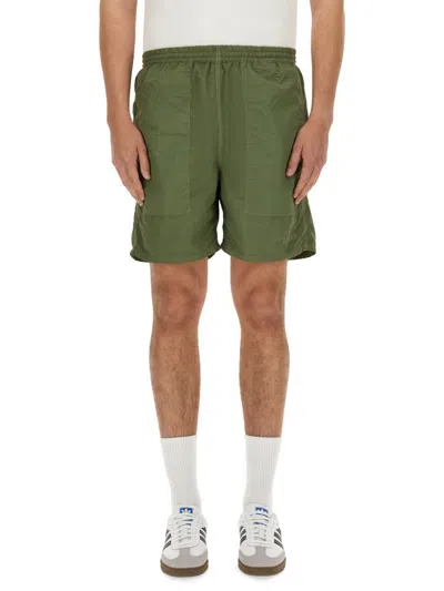 Shop Amish Nylon Bermuda Shorts In Military Green
