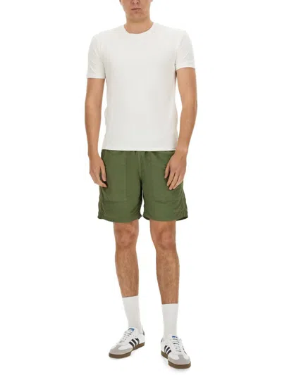 Shop Amish Nylon Bermuda Shorts In Military Green