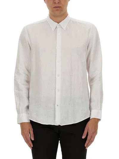 Shop Hugo Boss Boss Linen Shirt In White
