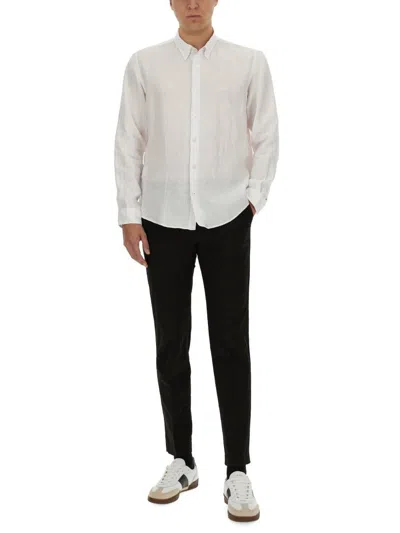 Shop Hugo Boss Boss Linen Shirt In White