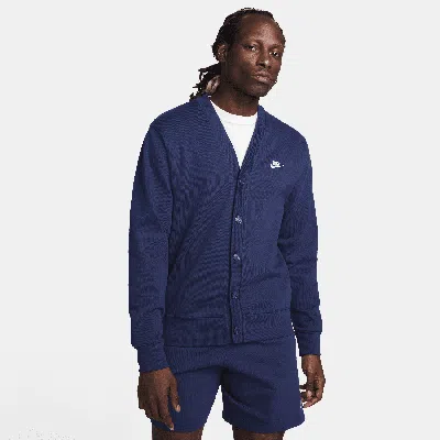 Shop Nike Men's Club Knit Fairway Cardigan In Blue