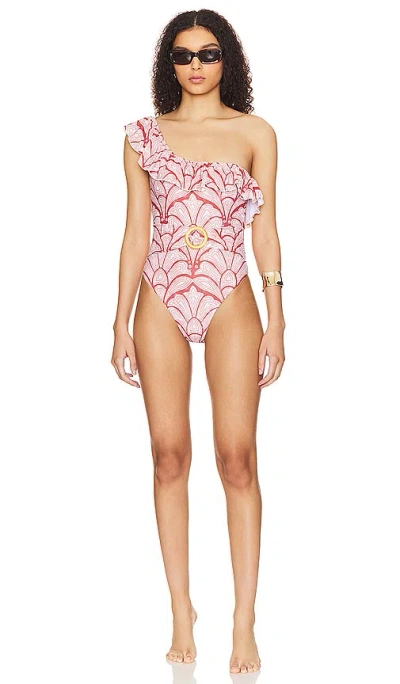 Shop Tularosa Majida One Piece In Red Inkblock Geo