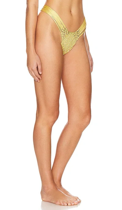 Shop Indah Samui Skimpy Solid Macrame Bikini Bottom In Goldie