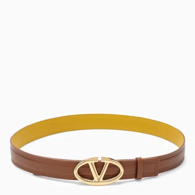 Shop Valentino Vlogo Belt The Bold Edition Tobacco/curry Yellow In Brown