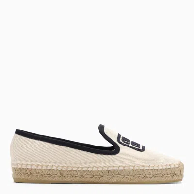 Shop Miu Miu Ivory/blue Espadrilles With Logo Embroidery In Multicolor