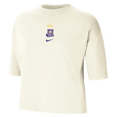 Shop Nike Los Angeles Lakers Courtside  Women's Nba Boxy T-shirt In White