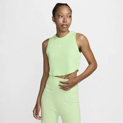 Shop Nike Women's  Sportswear Chill Knit Tight Cropped Mini-rib Tank Top In Green