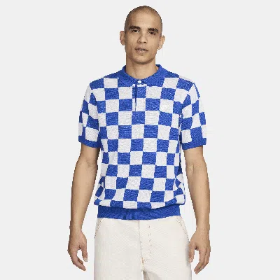 Shop Nike Men's  Sportswear Club Checkers Polo In Blue