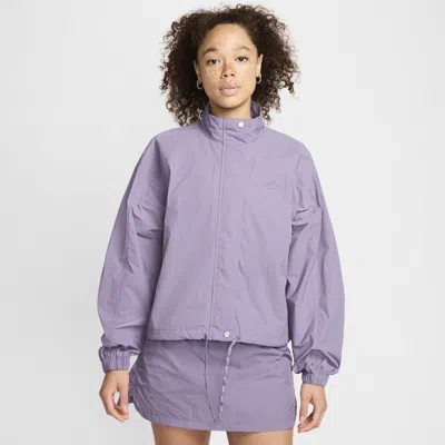 Shop Nike Women's Trail Repel Uv Running Jacket In Purple