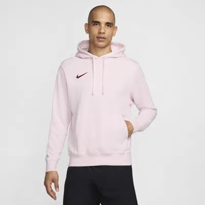 Shop Nike Men's Club Pullover French Terry Soccer Hoodie In Pink