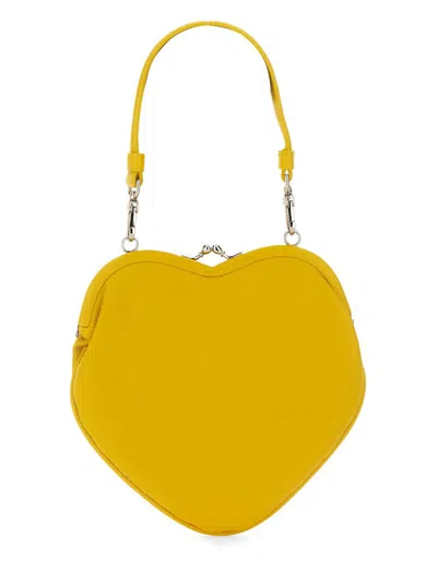 Shop Vivienne Westwood "belle" Heart Frame Bag In Yellow