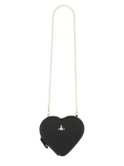 Shop Vivienne Westwood Heart Shoulder Bag In Black
