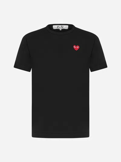 Shop Comme Des Garçons Play Heart Patch Cotton T-shirt In Black