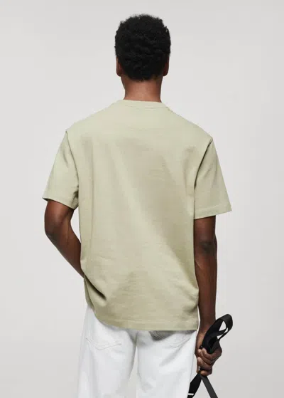 Shop Mango Basic 100% Cotton Relaxed-fit T-shirt Medium Green In Vert Moyen