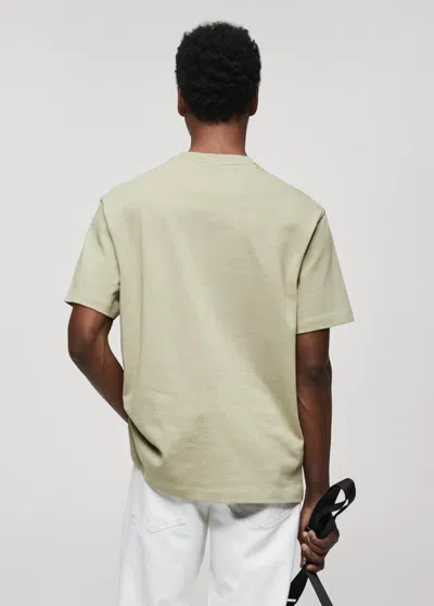 Mango Basic 100% Cotton Relaxed-fit T-shirt Medium Green In Vert Moyen