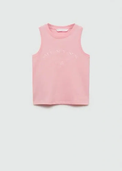 Shop Mango Printed Strap T-shirt Pink In Rose