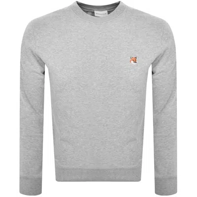 Shop Maison Kitsuné Maison Kitsune Fox Head Sweatshirt Grey