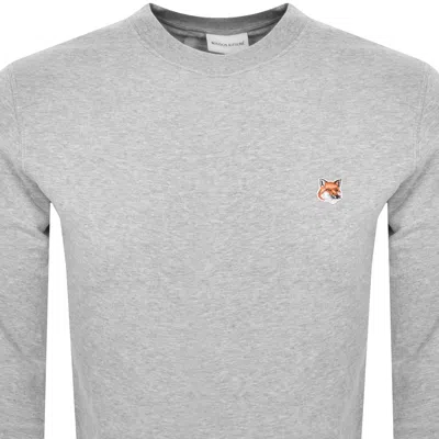 Maison Kitsuné Long Sleeve Fox Head Patch Sweatshirt In Grey