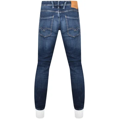 Shop Replay Anbass Slim Fit Mid Wash Jeans Navy