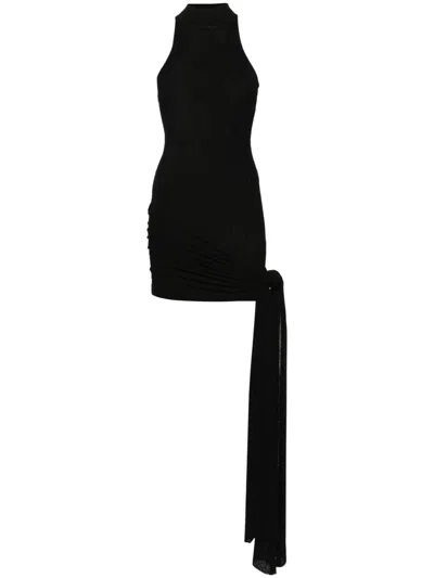Shop Aya Muse Keefe Draped Mini Dress - Women's - Viscose/nylon In Schwarz