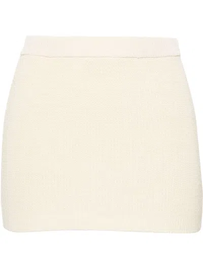 Shop Aya Muse Neutral Kivu Ribbed-knit Mini Skirt - Women's - Cotton/polyamide In Gelb