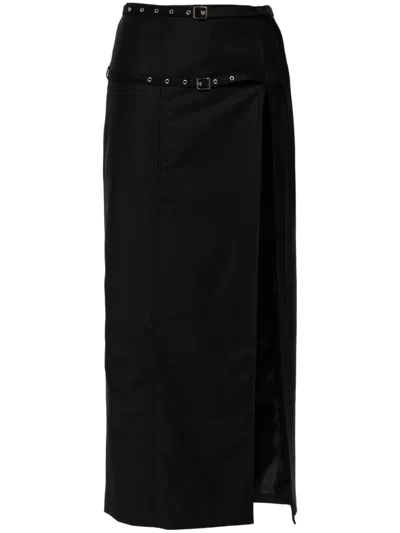 Shop Aya Muse Black Kura Belted Midi Skirt In Black - Black