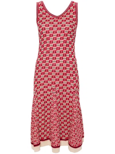 Shop Wales Bonner Soar Godet Midi Dress - Women's - Cotton In Rot