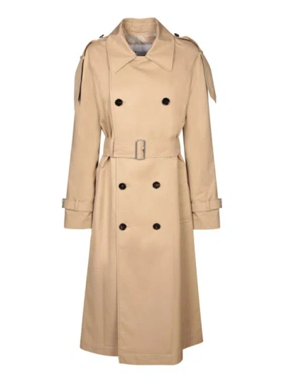 Shop Burberry Double-breasted Trench Coat In Brown