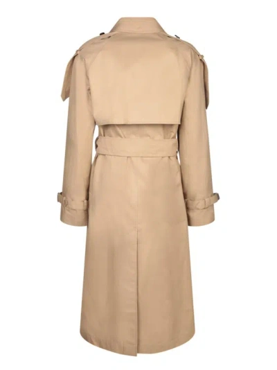Shop Burberry Double-breasted Trench Coat In Brown