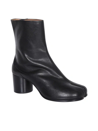Shop Maison Margiela Black Leather Ankle Boot With Split Tabi Toe