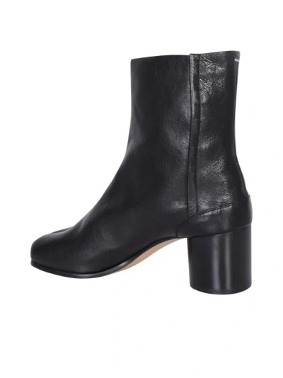 Shop Maison Margiela Black Leather Ankle Boot With Split Tabi Toe