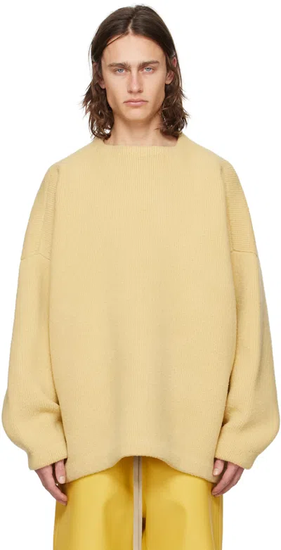 Shop Fear Of God Yellow Crewneck Sweater In Lemon Cream