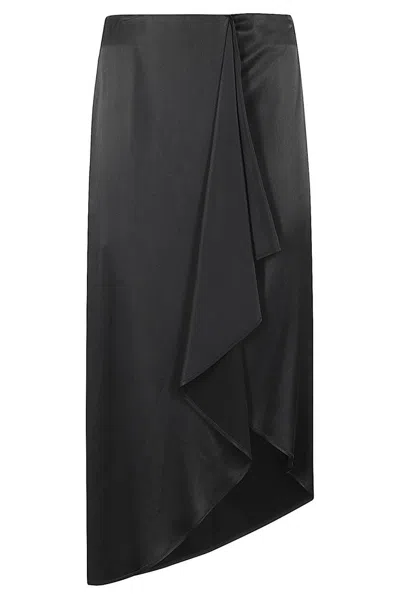 Shop Moschino Jeans Asymmetric Midi Skirt In Black