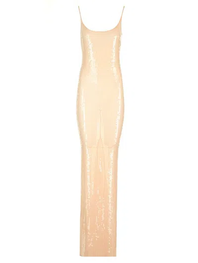 Shop Rick Owens Lilies Sequined Long Dress In Beige