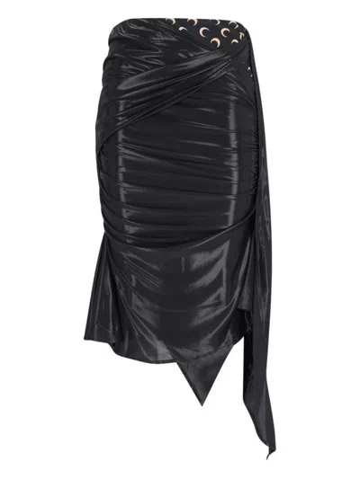 Shop Marine Serre Wrap Asymmetric Midi Skirt In Black